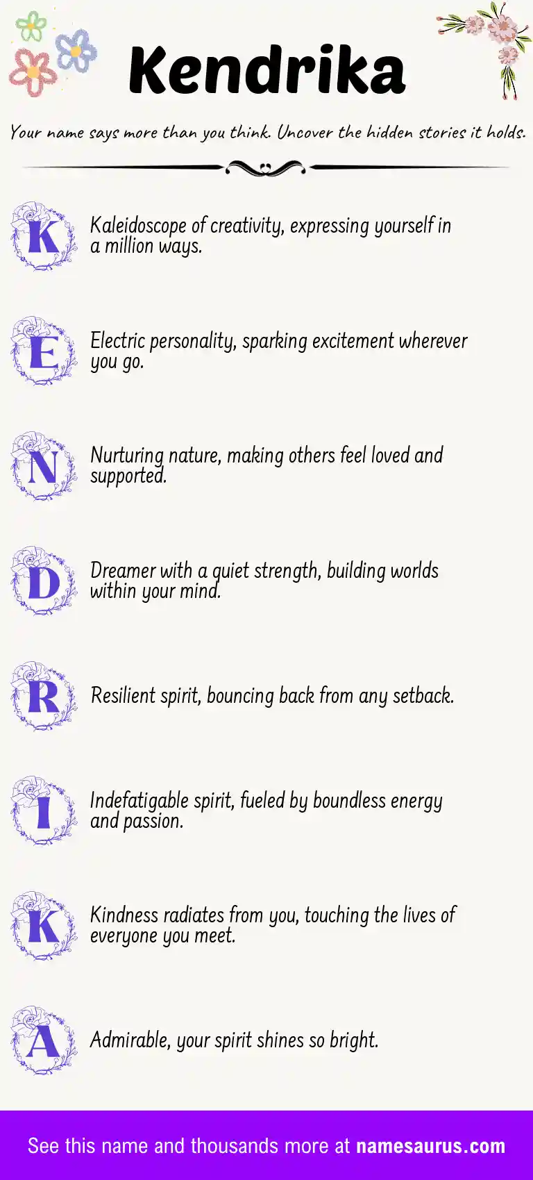 Acrostic poem about Kendrika.