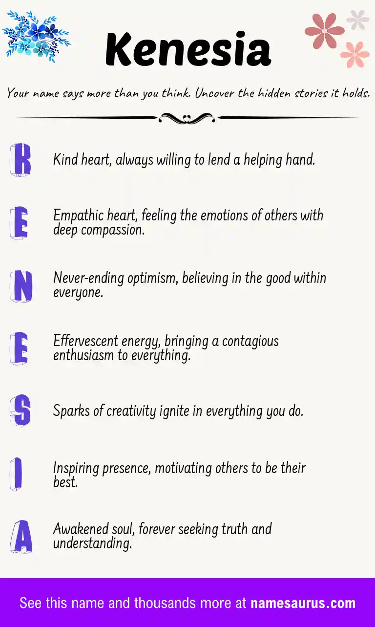 Acrostic poem about Kenesia.