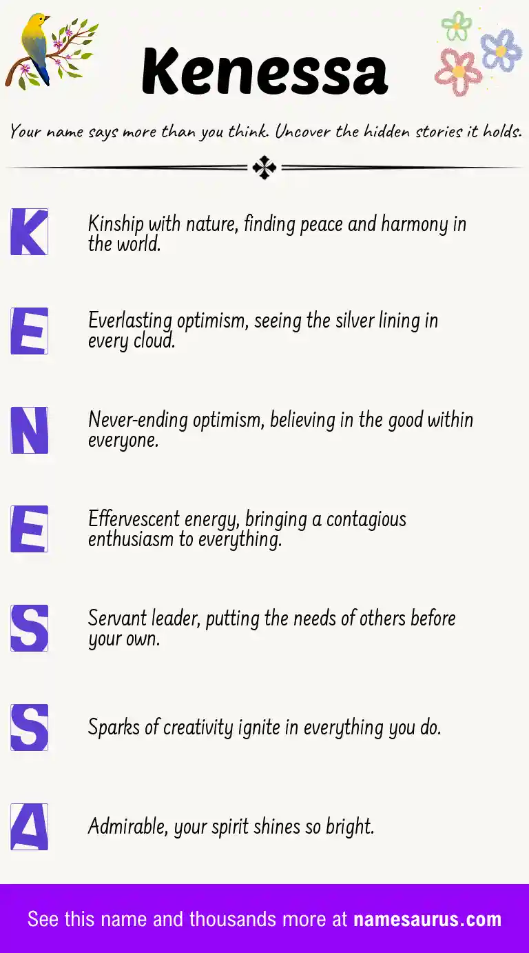Acrostic poem about Kenessa.