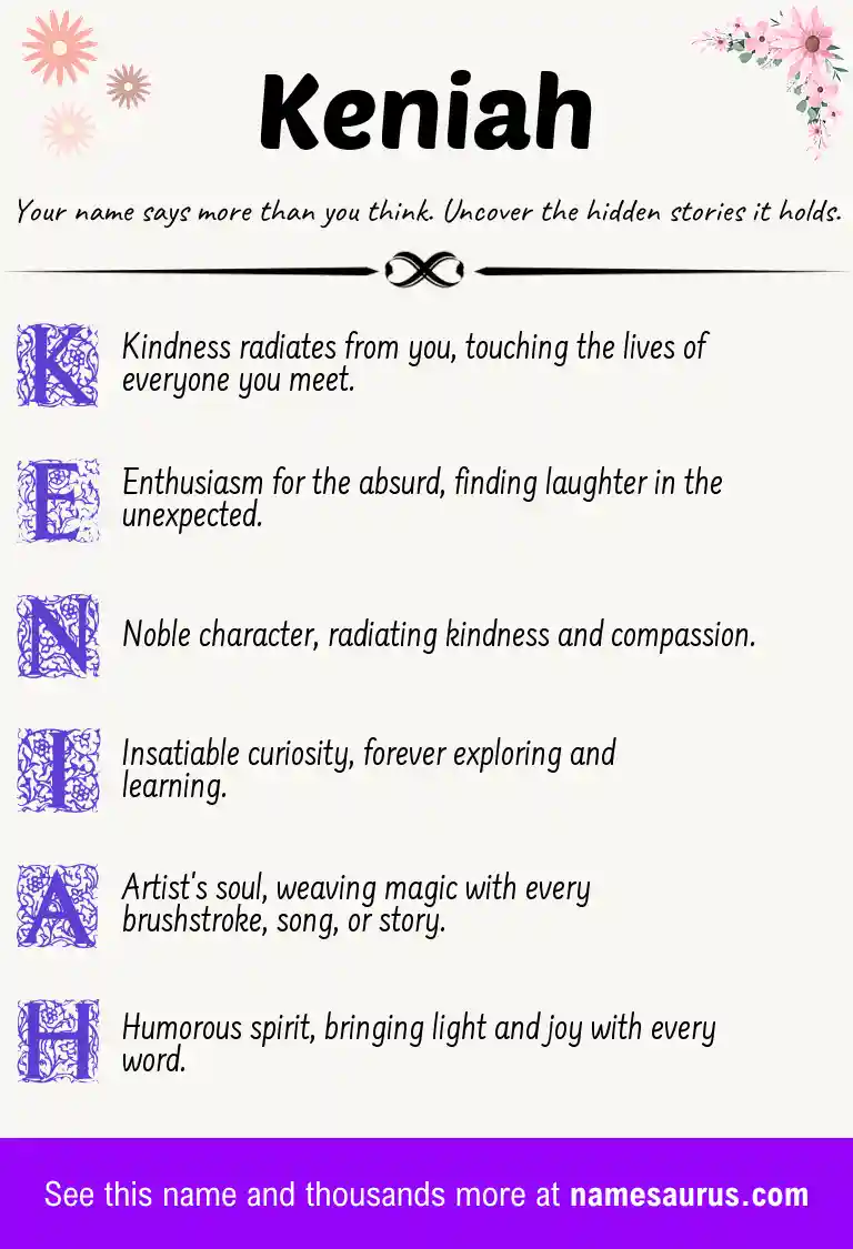 Acrostic poem about Keniah.