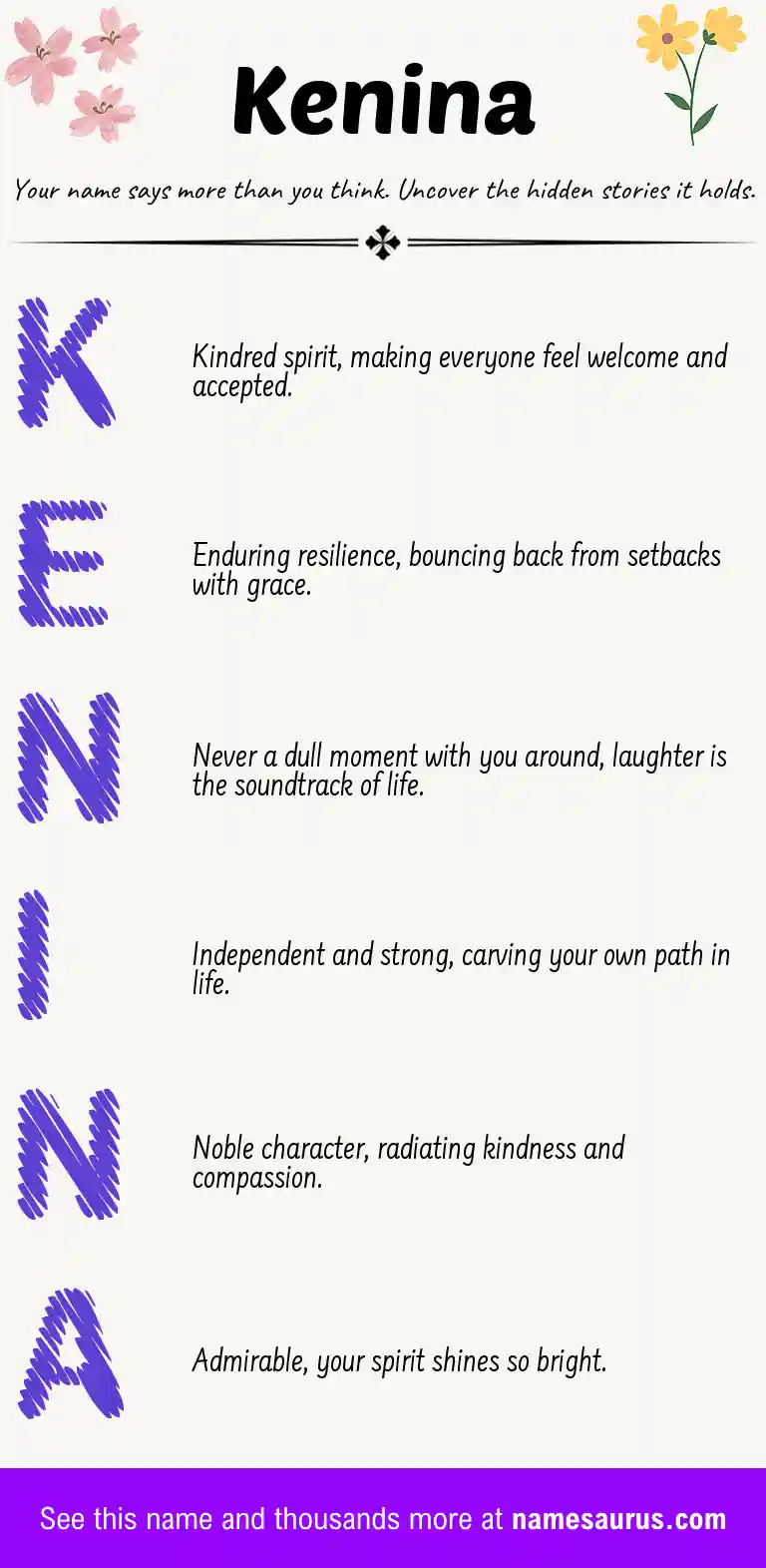 Acrostic poem about Kenina.