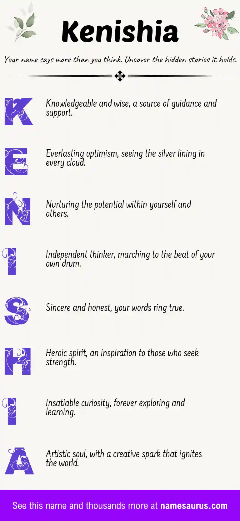 Acrostic poem about Kenishia.