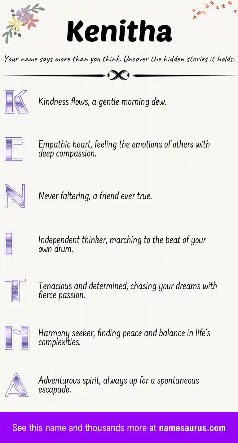 Acrostic poem about Kenitha.