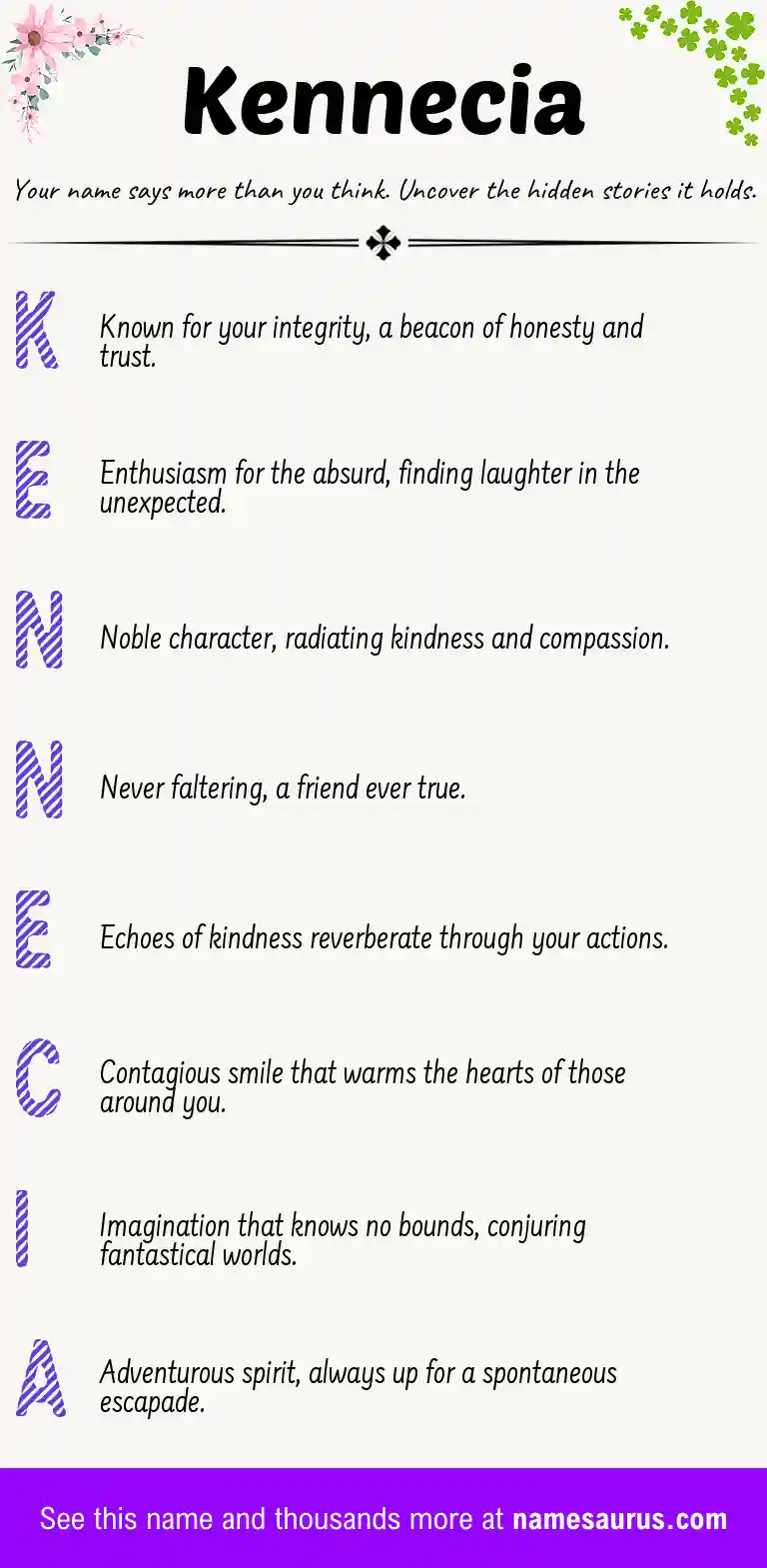 Acrostic poem about Kennecia.