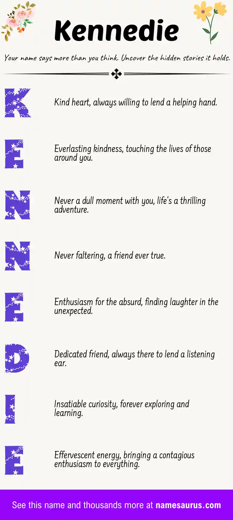 Acrostic poem about Kennedie.