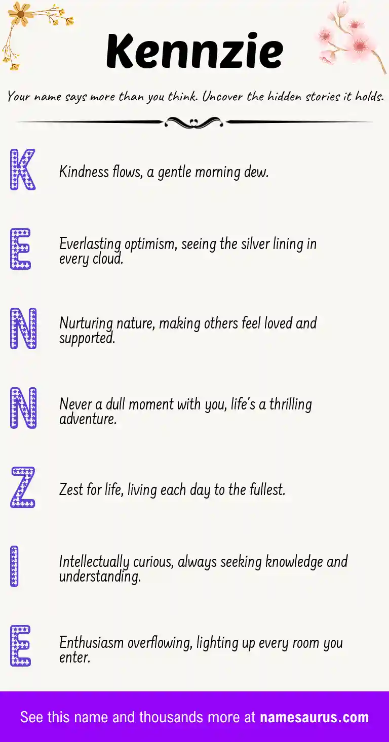 Acrostic poem about Kennzie.