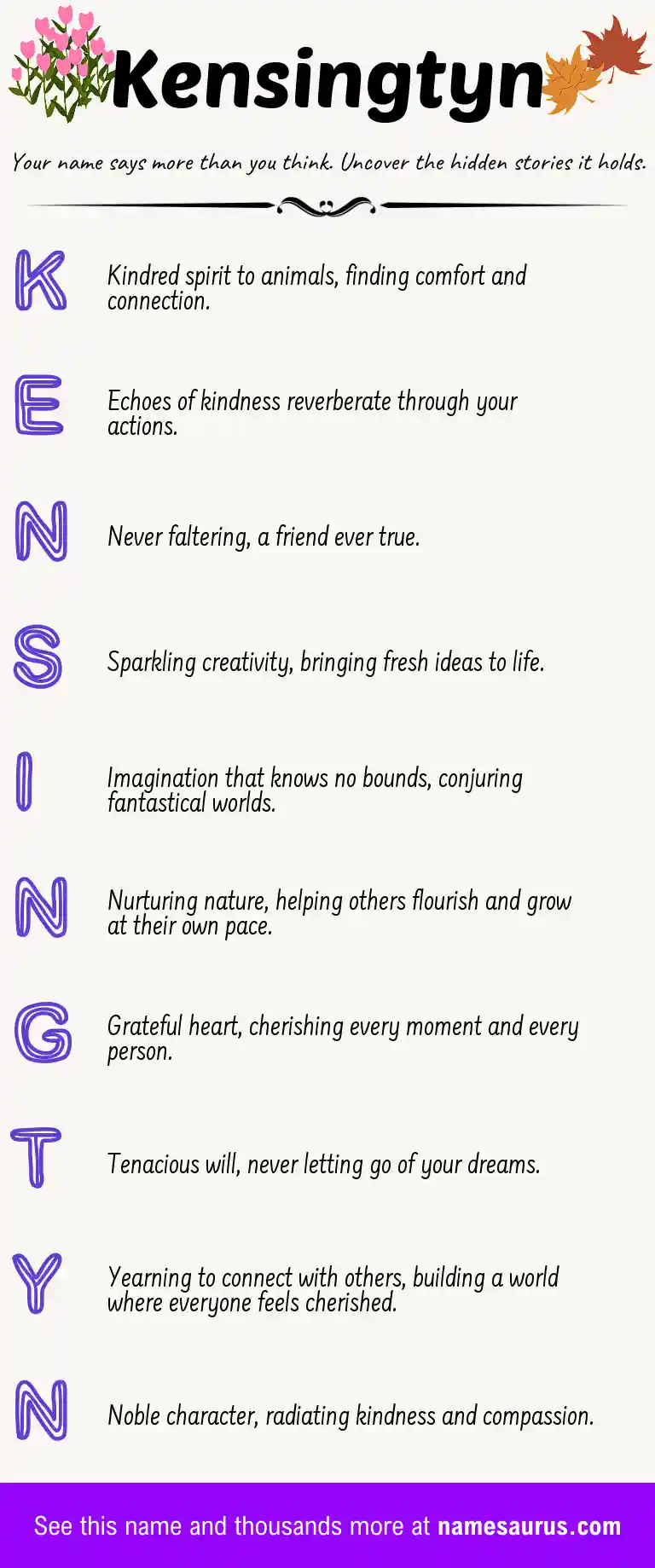 Acrostic poem about Kensingtyn.