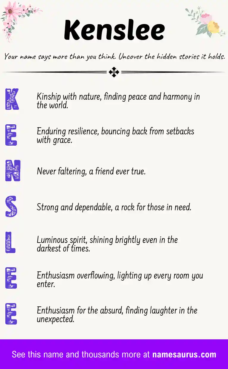 Acrostic poem about Kenslee.