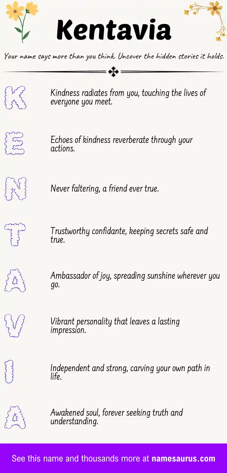 Acrostic poem about Kentavia.