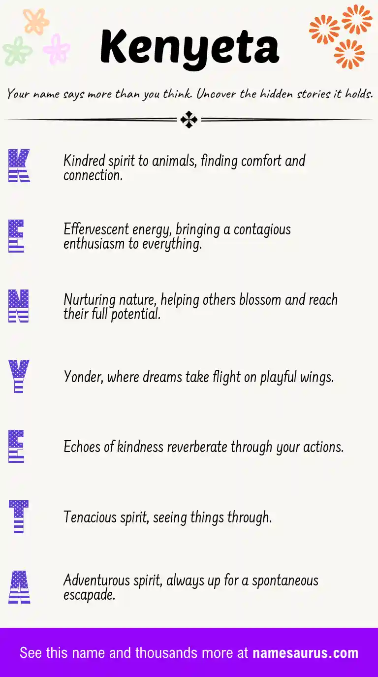 Acrostic poem about Kenyeta.