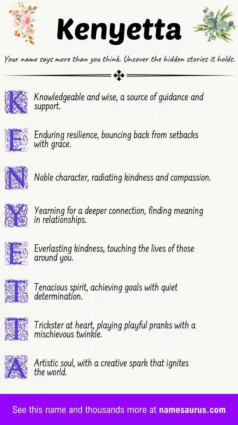 Acrostic poem about Kenyetta.