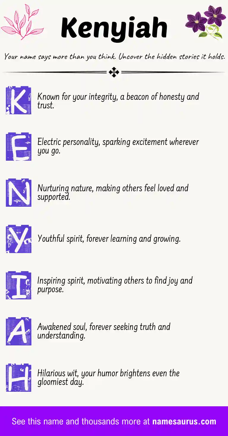 Acrostic poem about Kenyiah.