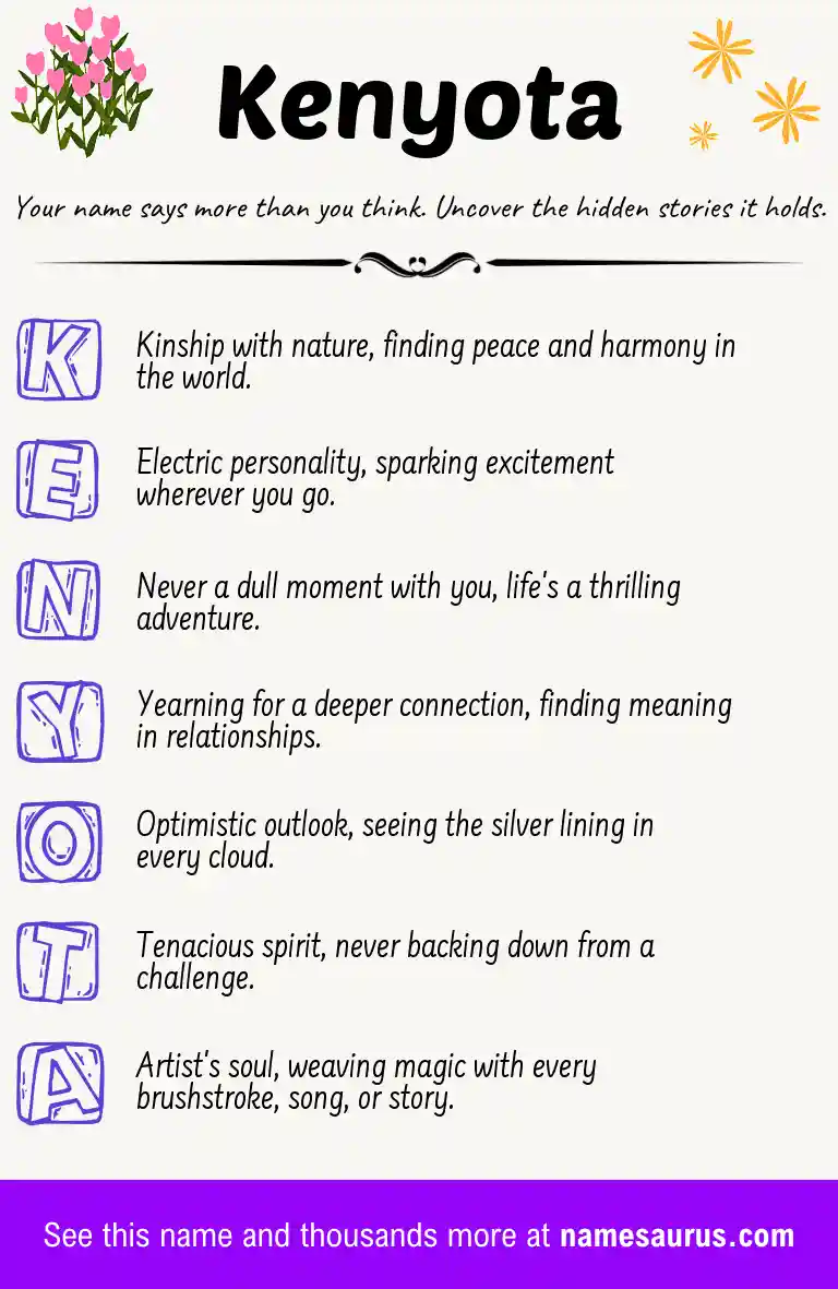 Acrostic poem about Kenyota.