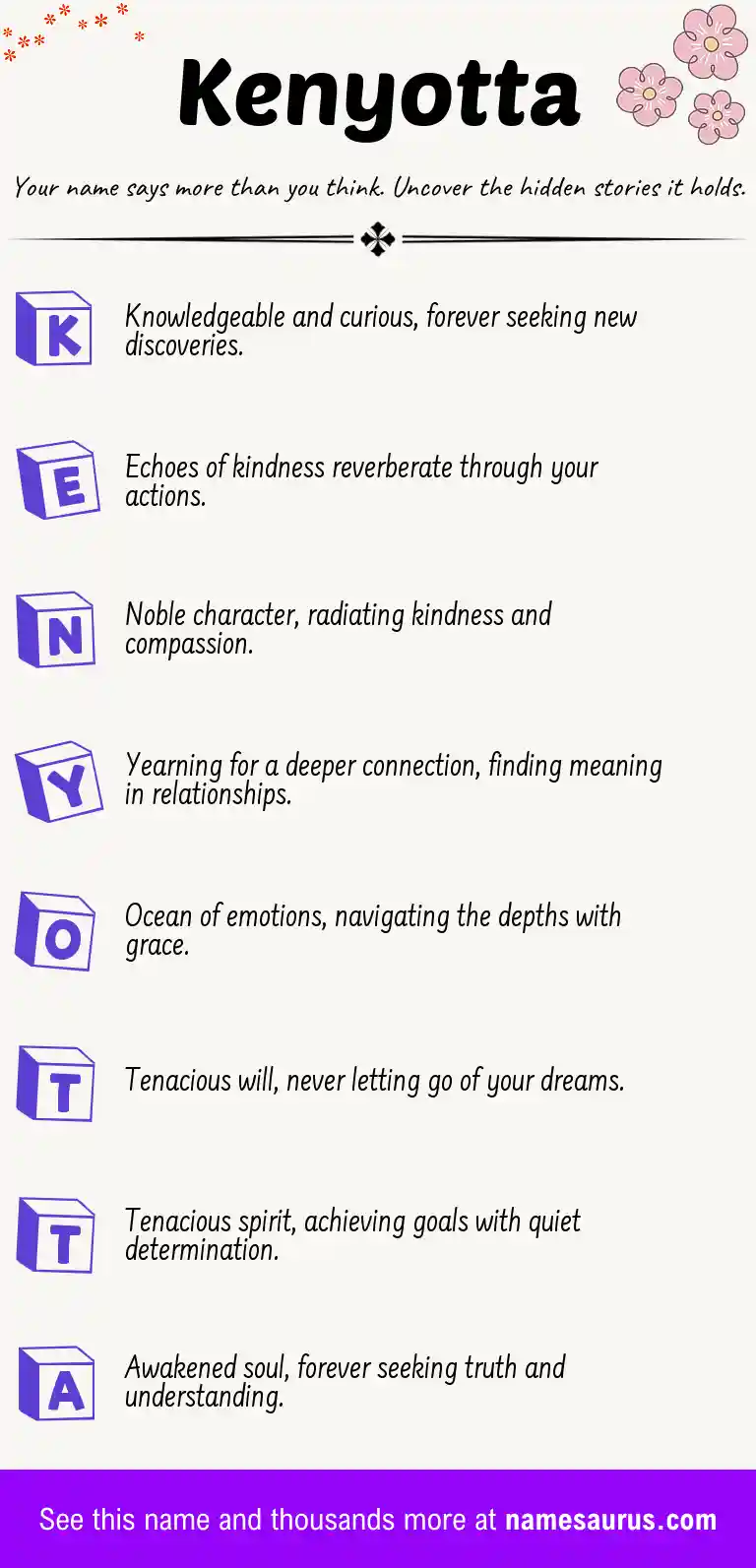 Acrostic poem about Kenyotta.