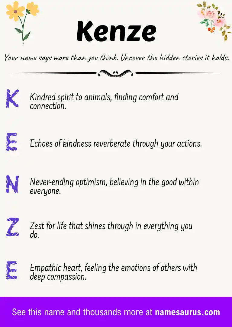 Acrostic poem about Kenze.