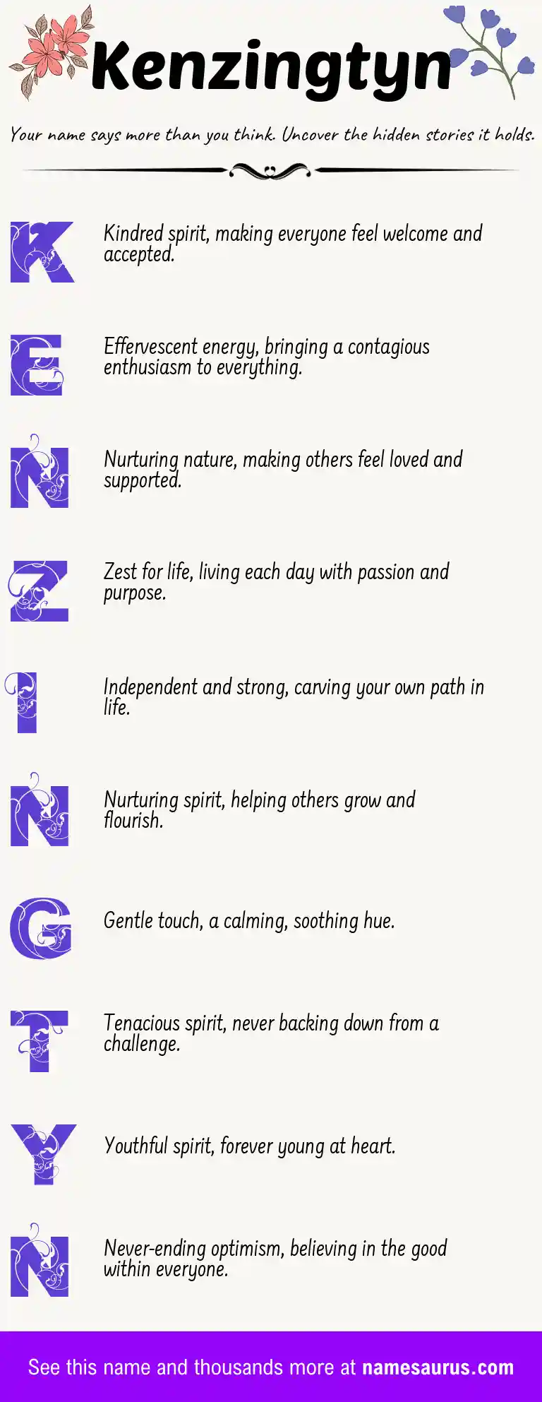 Acrostic poem about Kenzingtyn.