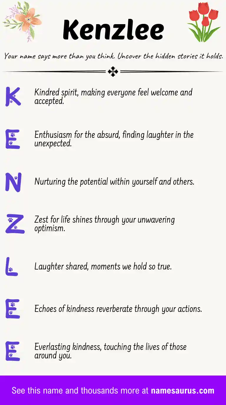Acrostic poem about Kenzlee.