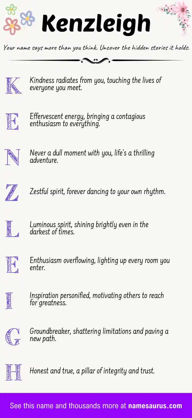 Acrostic poem about Kenzleigh.