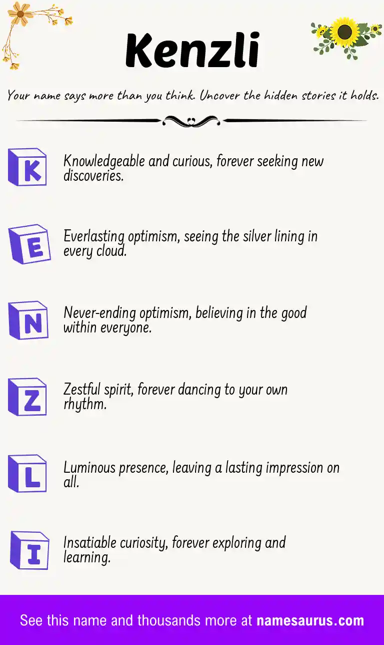Acrostic poem about Kenzli.