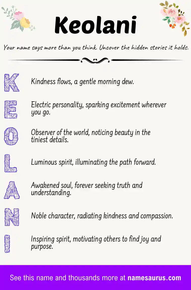 Acrostic poem about Keolani.