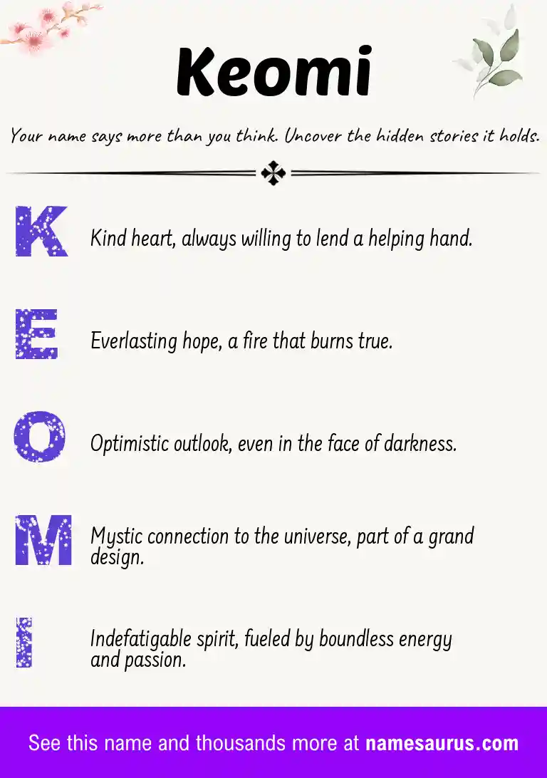 Acrostic poem about Keomi.