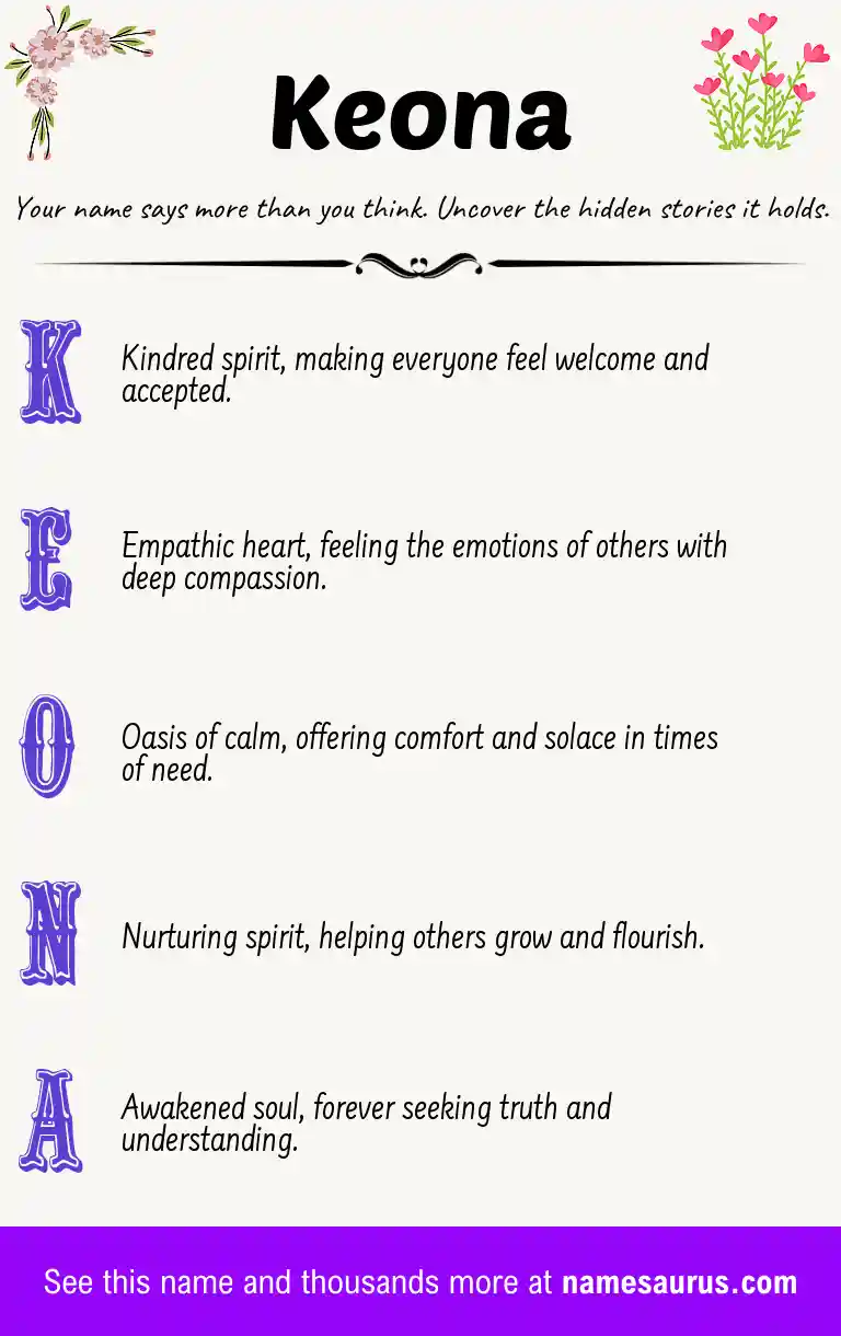 Acrostic poem about Keona.