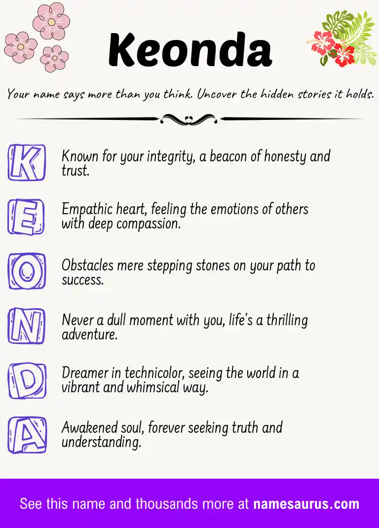 Acrostic poem about Keonda.