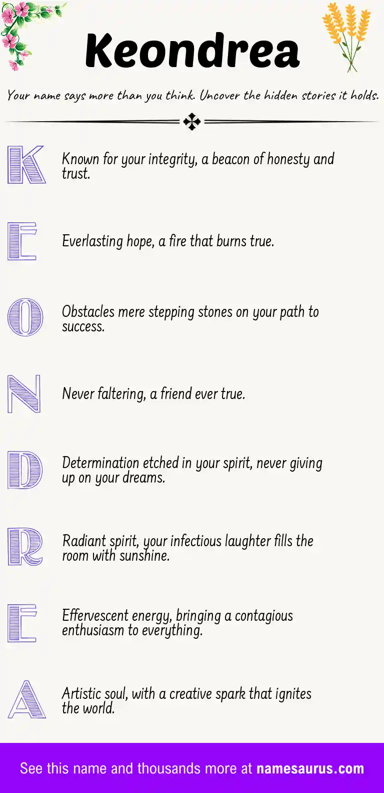 Acrostic poem about Keondrea.