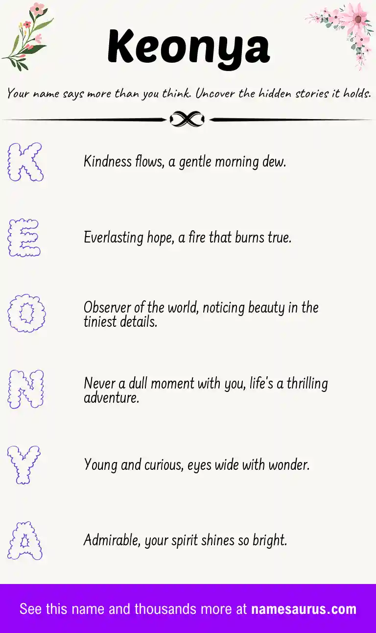 Acrostic poem about Keonya.