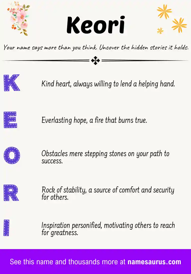 Acrostic poem about Keori.