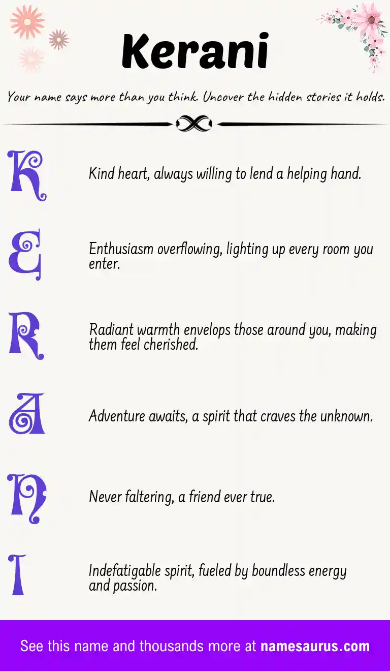 Acrostic poem about Kerani.