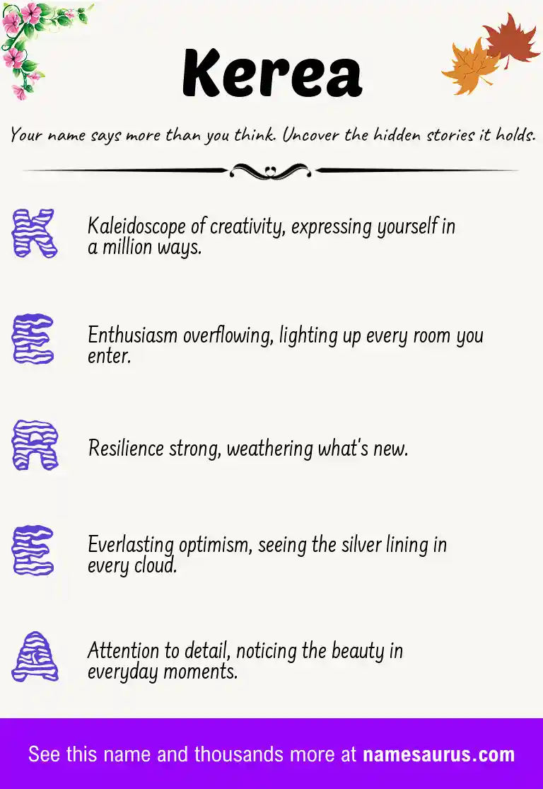 Acrostic poem about Kerea.