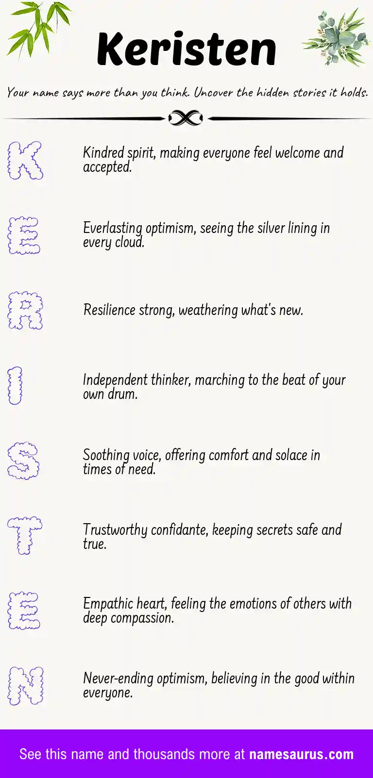 Acrostic poem about Keristen.