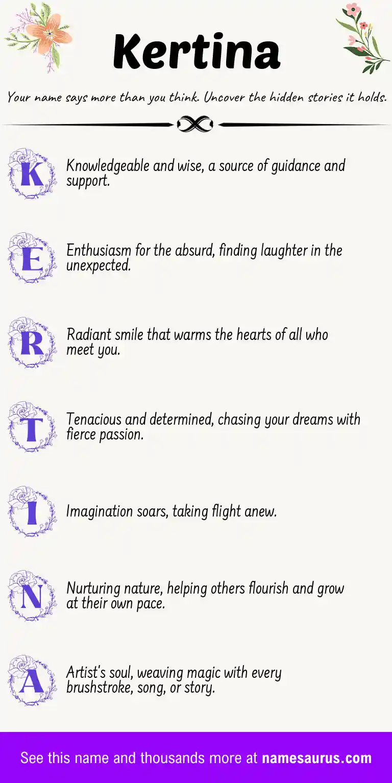 Acrostic poem about Kertina.