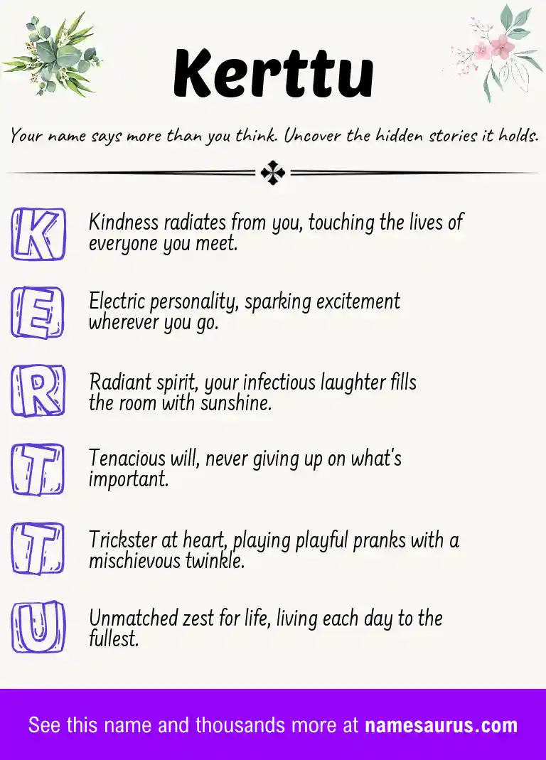 Acrostic poem about Kerttu.