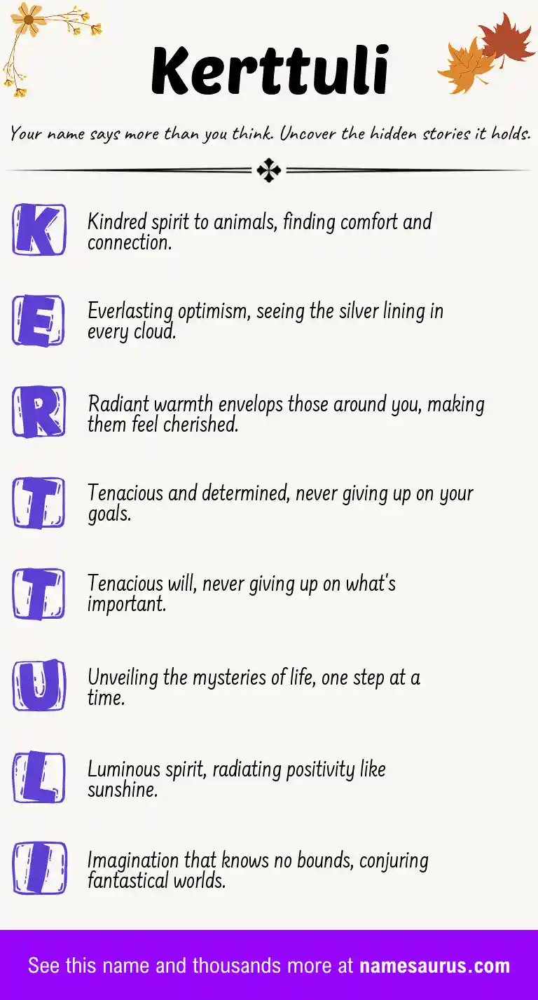 Acrostic poem about Kerttuli.