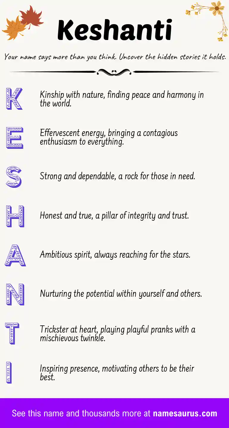 Acrostic poem about Keshanti.