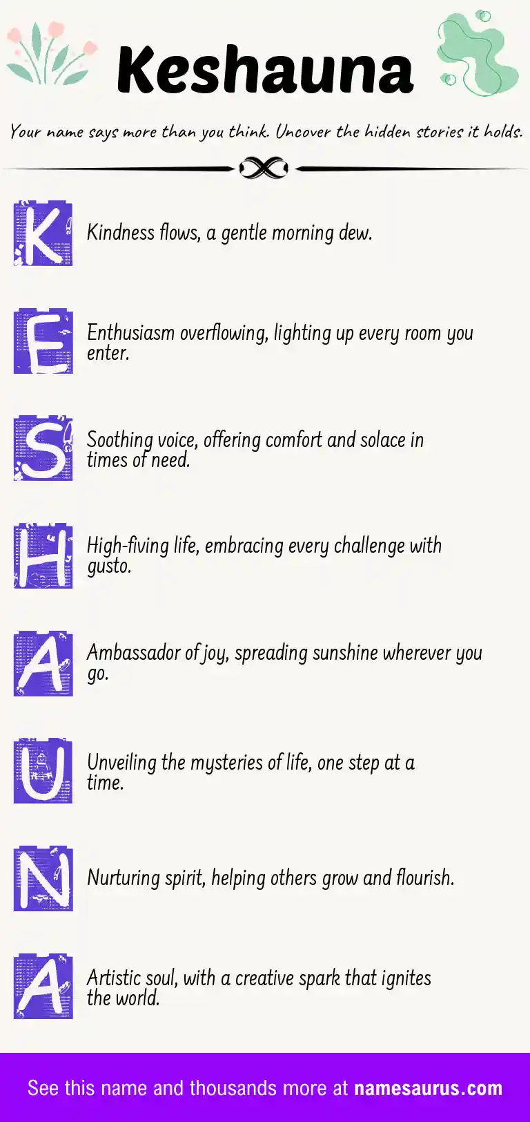 Acrostic poem about Keshauna.