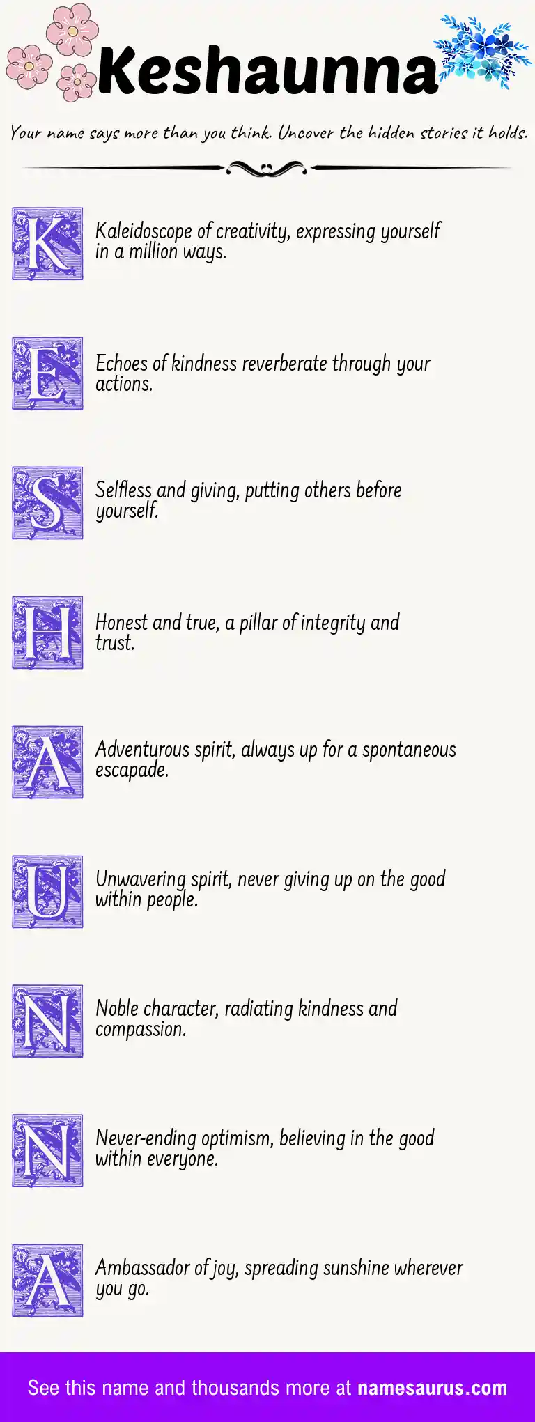Acrostic poem about Keshaunna.