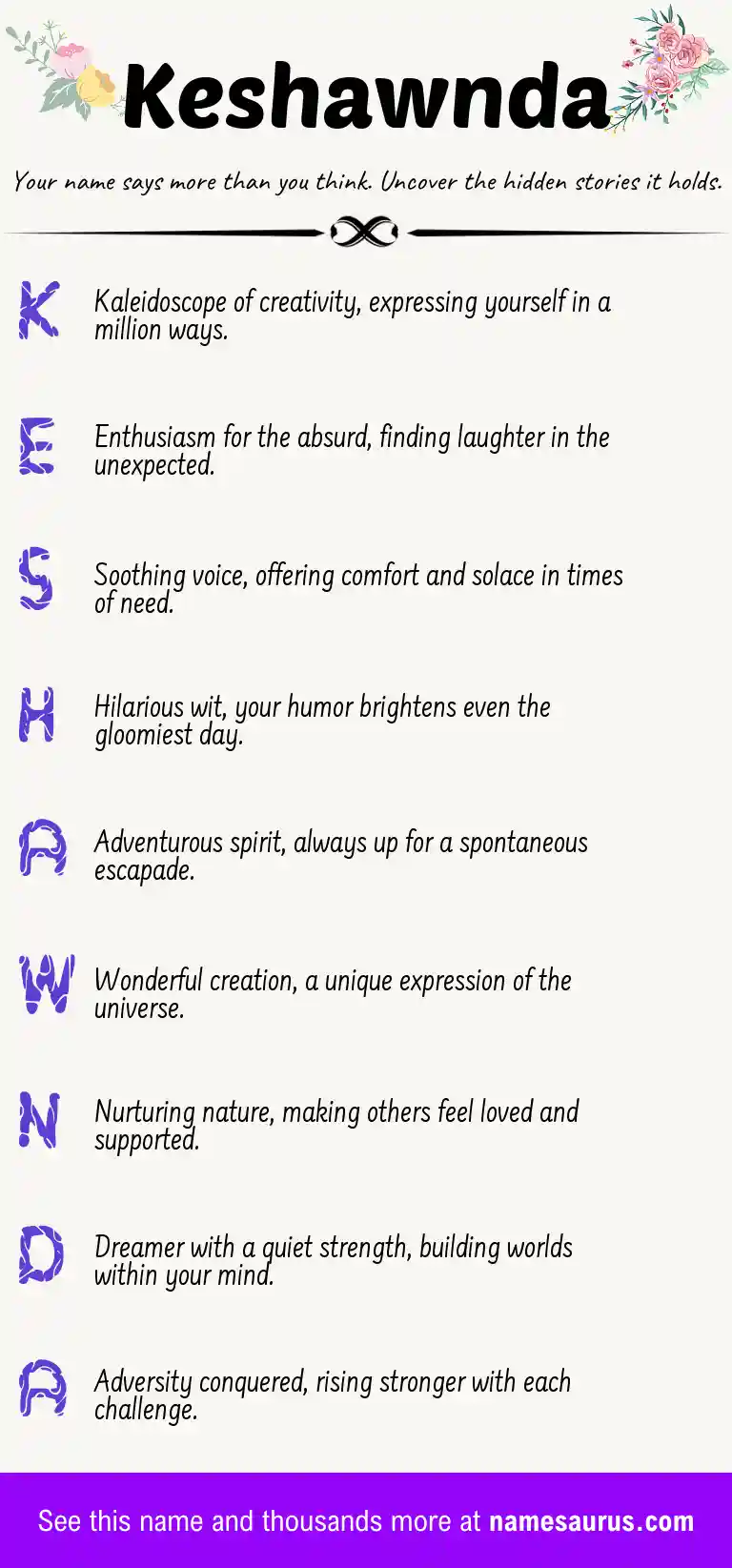 Acrostic poem about Keshawnda.