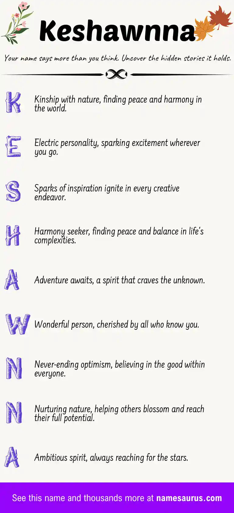 Acrostic poem about Keshawnna.