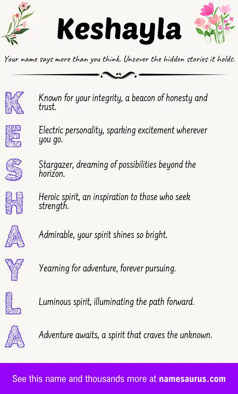 Acrostic poem about Keshayla.