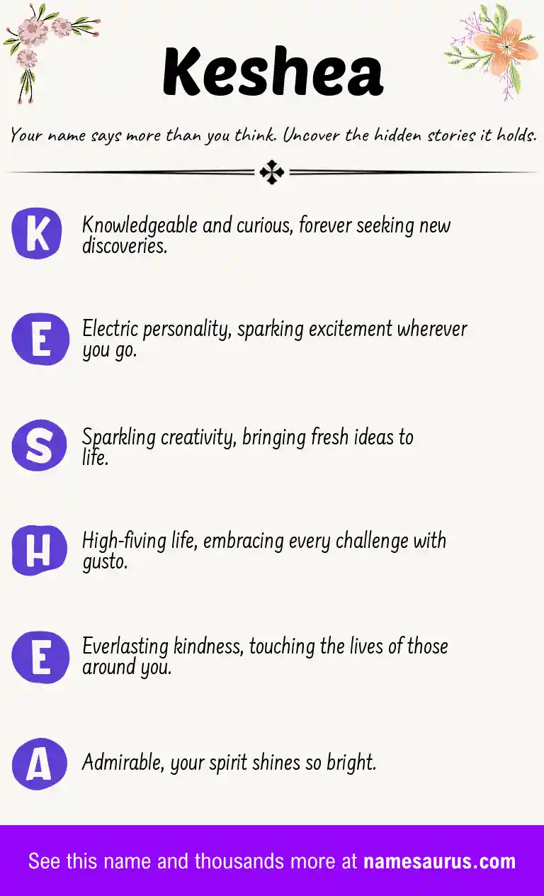 Acrostic poem about Keshea.