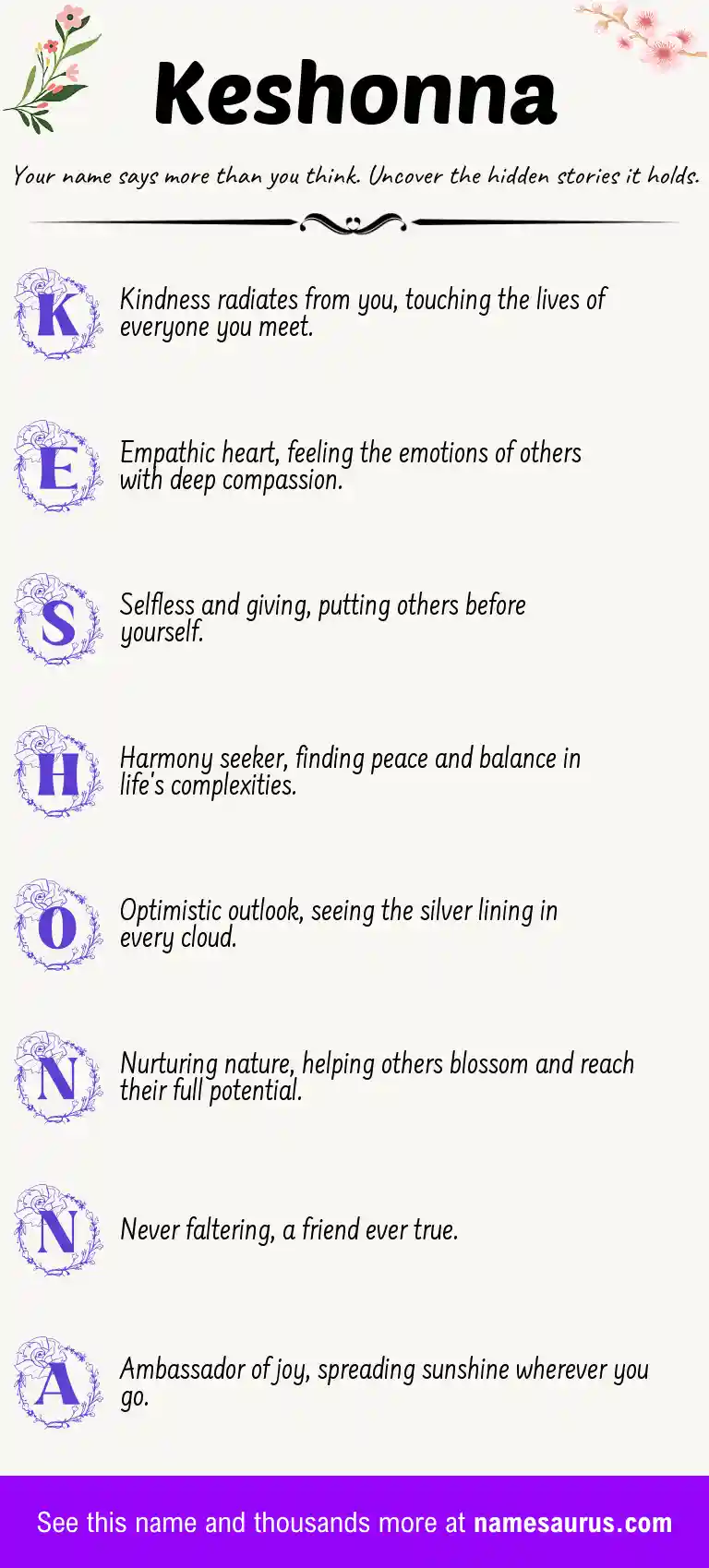 Acrostic poem about Keshonna.