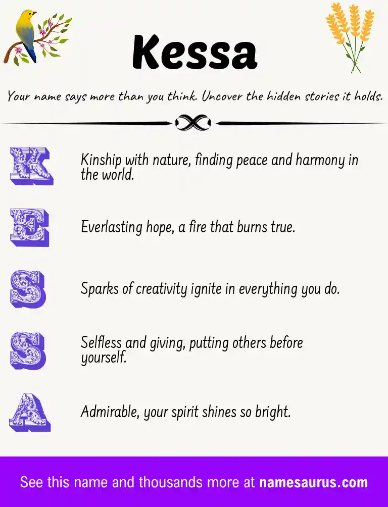 Acrostic poem about Kessa.