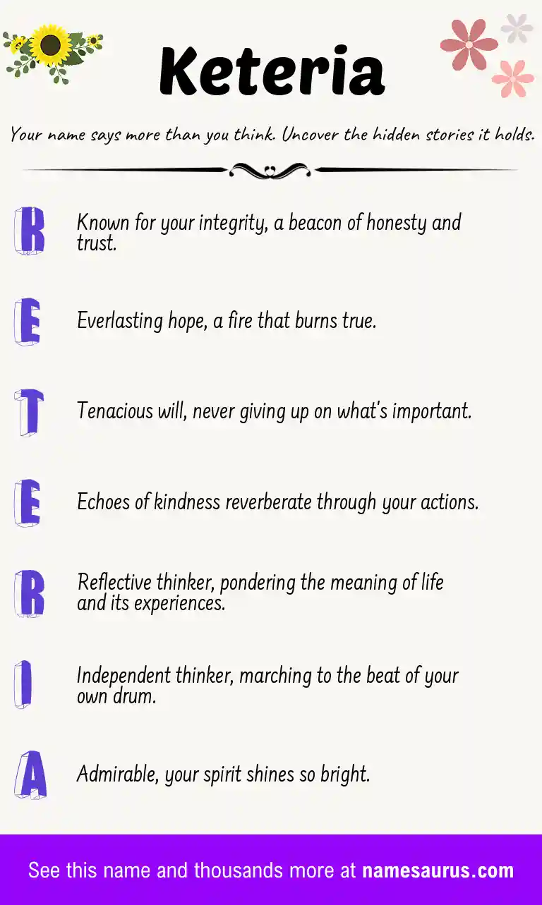 Acrostic poem about Keteria.