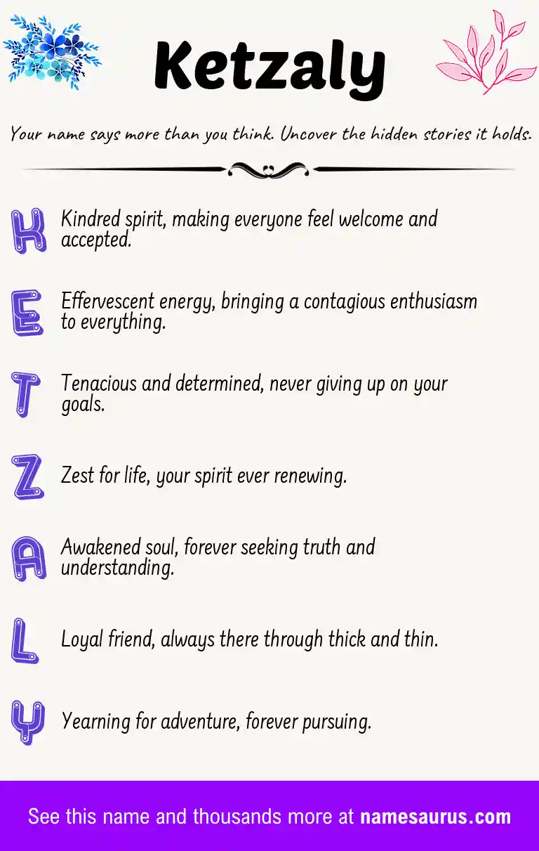 Acrostic poem about Ketzaly.