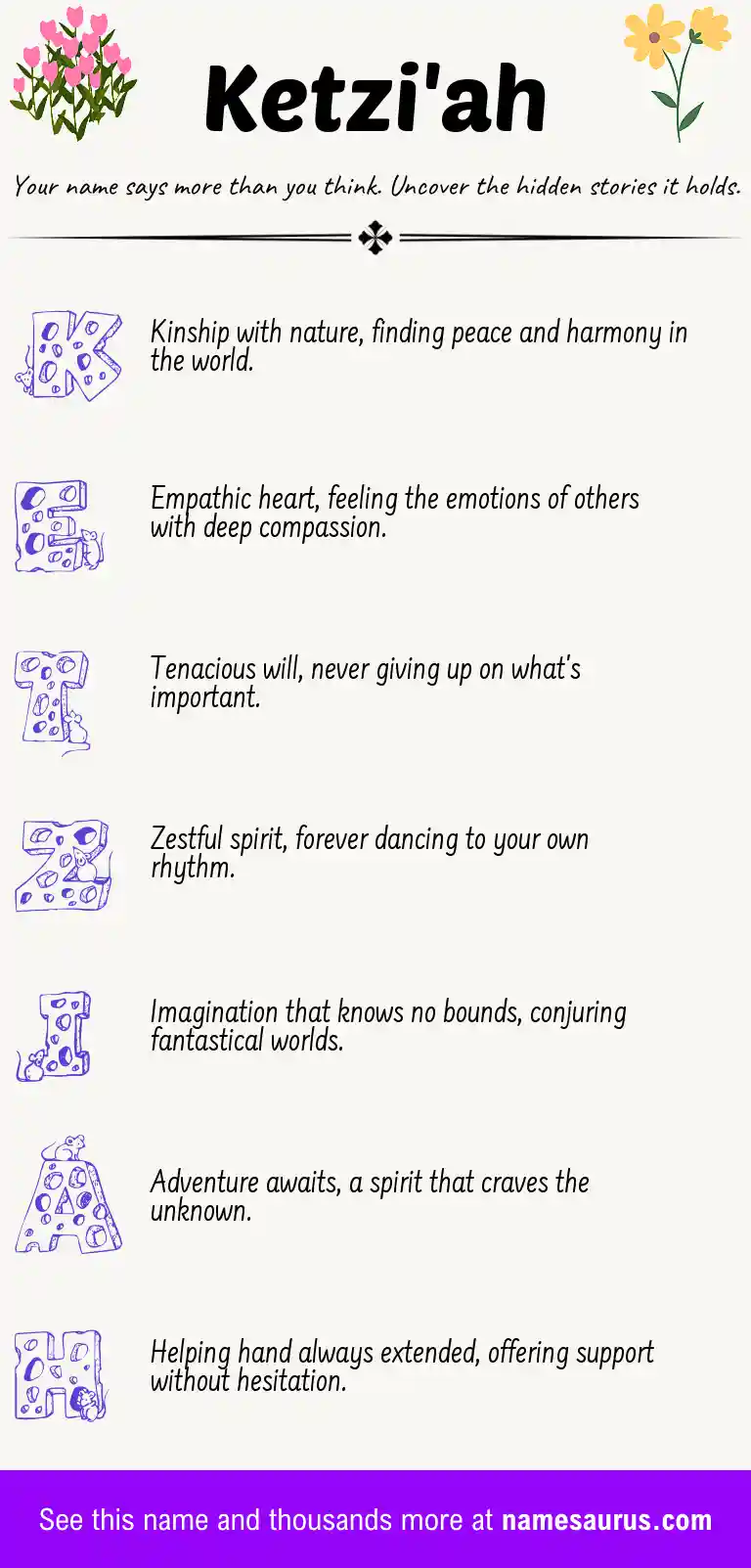 Acrostic poem about Ketzi'ah.
