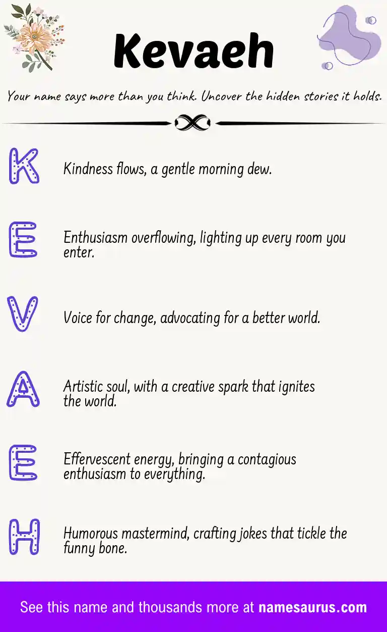 Acrostic poem about Kevaeh.