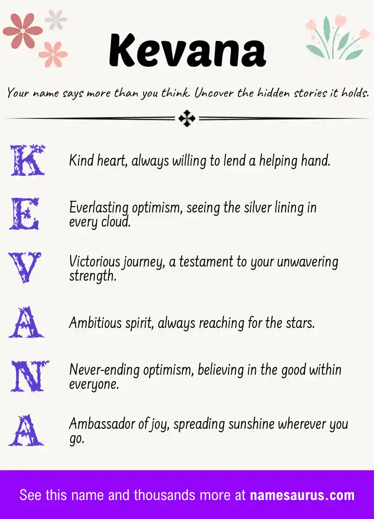 Acrostic poem about Kevana.